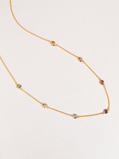 Rainbow Gemstone Necklace in 18k Gold Vermeil