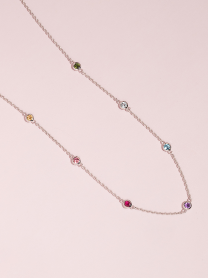 Rainbow Gemstone Necklace in Sterling Silver