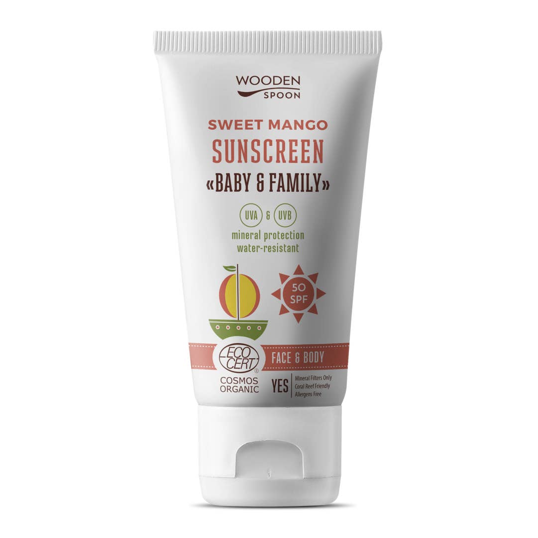 Organic Sunscreen Lotion Baby & Family 50 SPF - Sweet Mango - 150ml