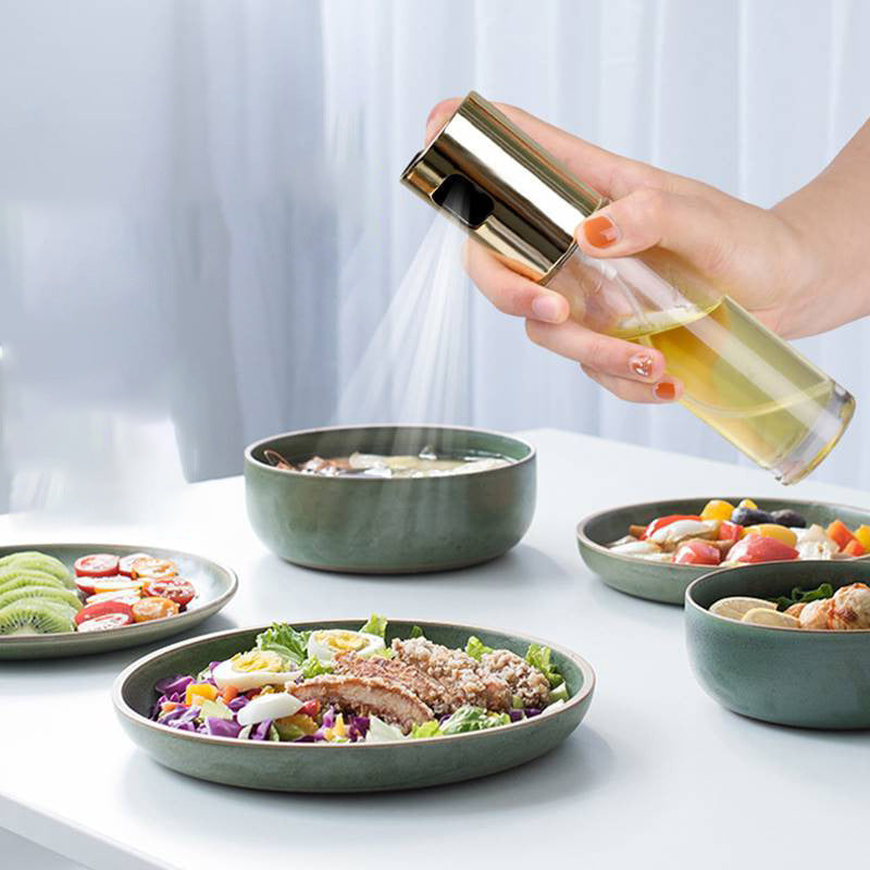 BBQ Healthy Kitchen Cooking Oil Vinegar Spray Bottle Push Type Oil Spray BottlePump Oil Tank Leakproof BBQ Sprayer BBQ Tools Kitchen Gadgets