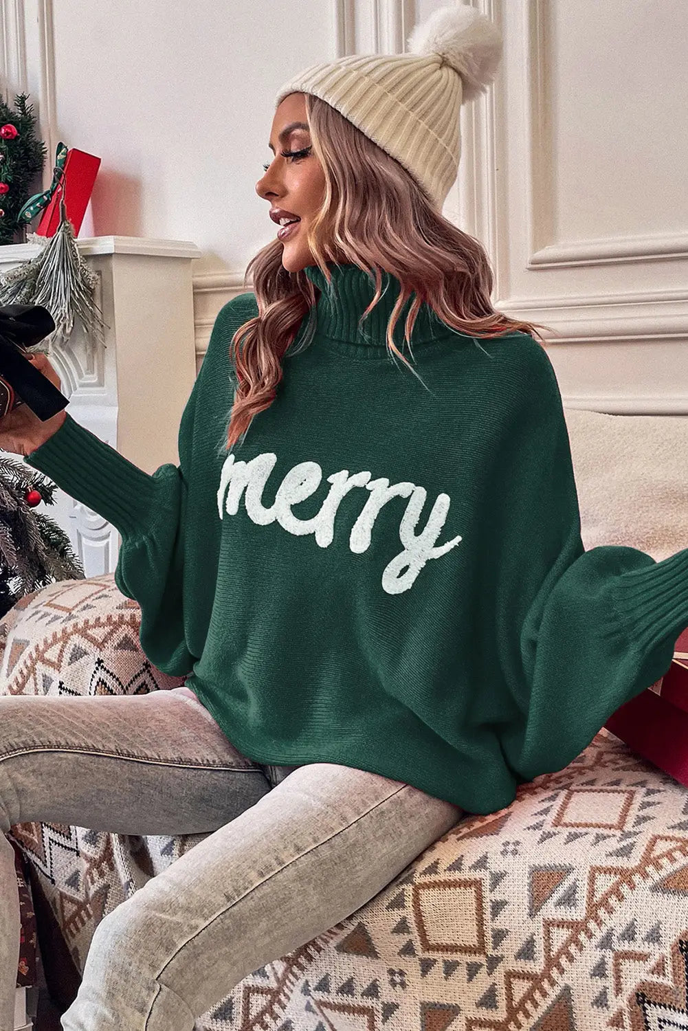 Fiery Red High Neck Sweater for a Stylish Christmas