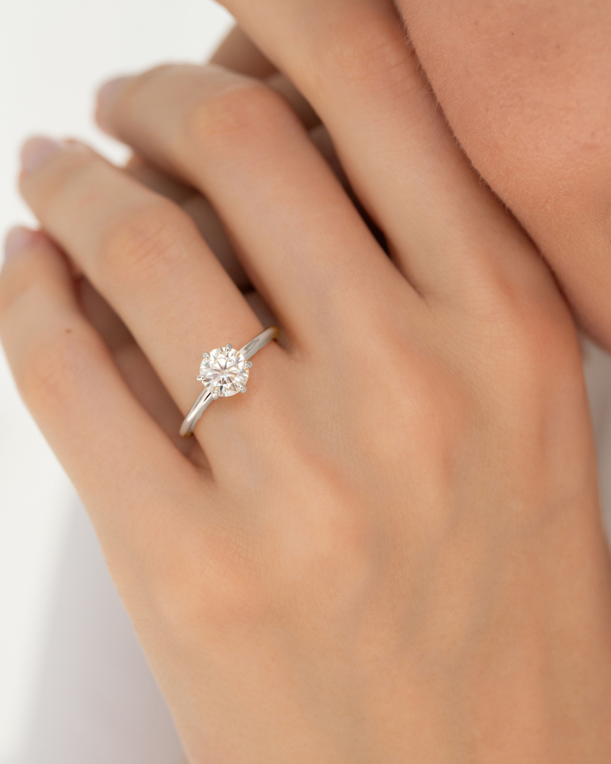 1 ct Round Solitaire Moissanite Engagement Ring in Sterling Silver