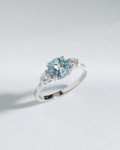 Blue Topaz Three Stone Ring in Sterling Silver