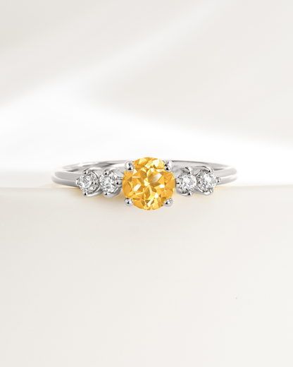 Citrine Five Stone Ring in Sterling Silver