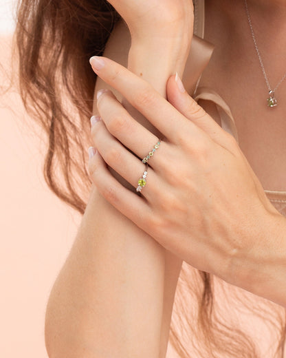 Peridot Five Stone Ring in Sterling Silver
