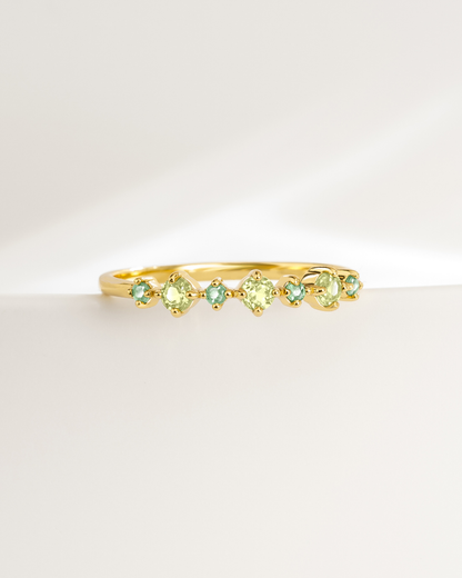 Emerald & Peridot Stackable Half Eternity Band in 18K Gold Vermeil