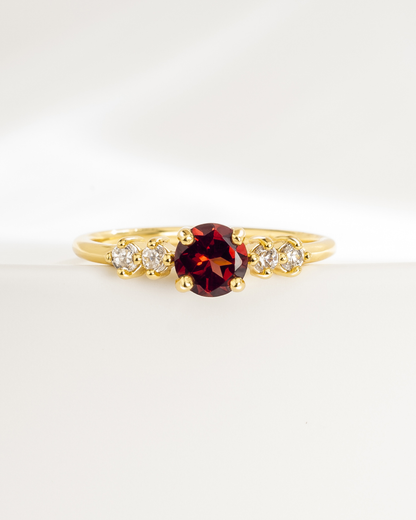 Garnet Five Stone Ring in 18k Gold Vermeil