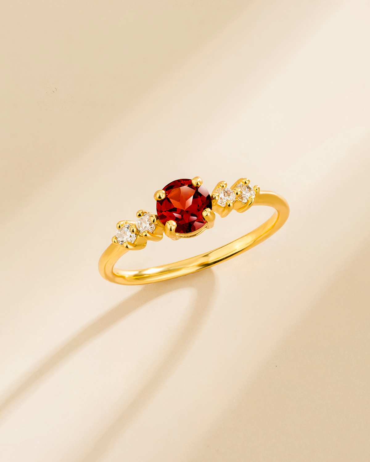 Garnet Five Stone Ring in 18k Gold Vermeil