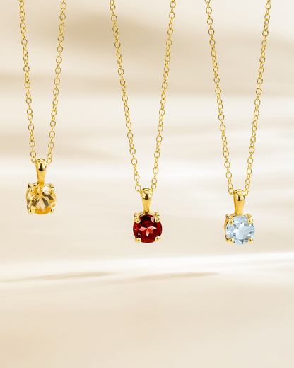 Garnet Solitaire Pendant Necklace in 18k Gold Vermeil