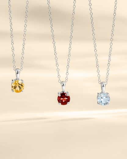 Sky Blue Topaz Solitaire Pendant Necklace in Sterling Silver