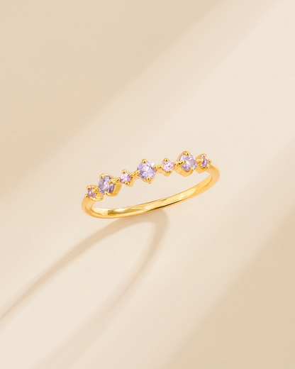 Pink Sapphire & Amethyst Stackable Half Eternity Band in 18k Gold Vermeil