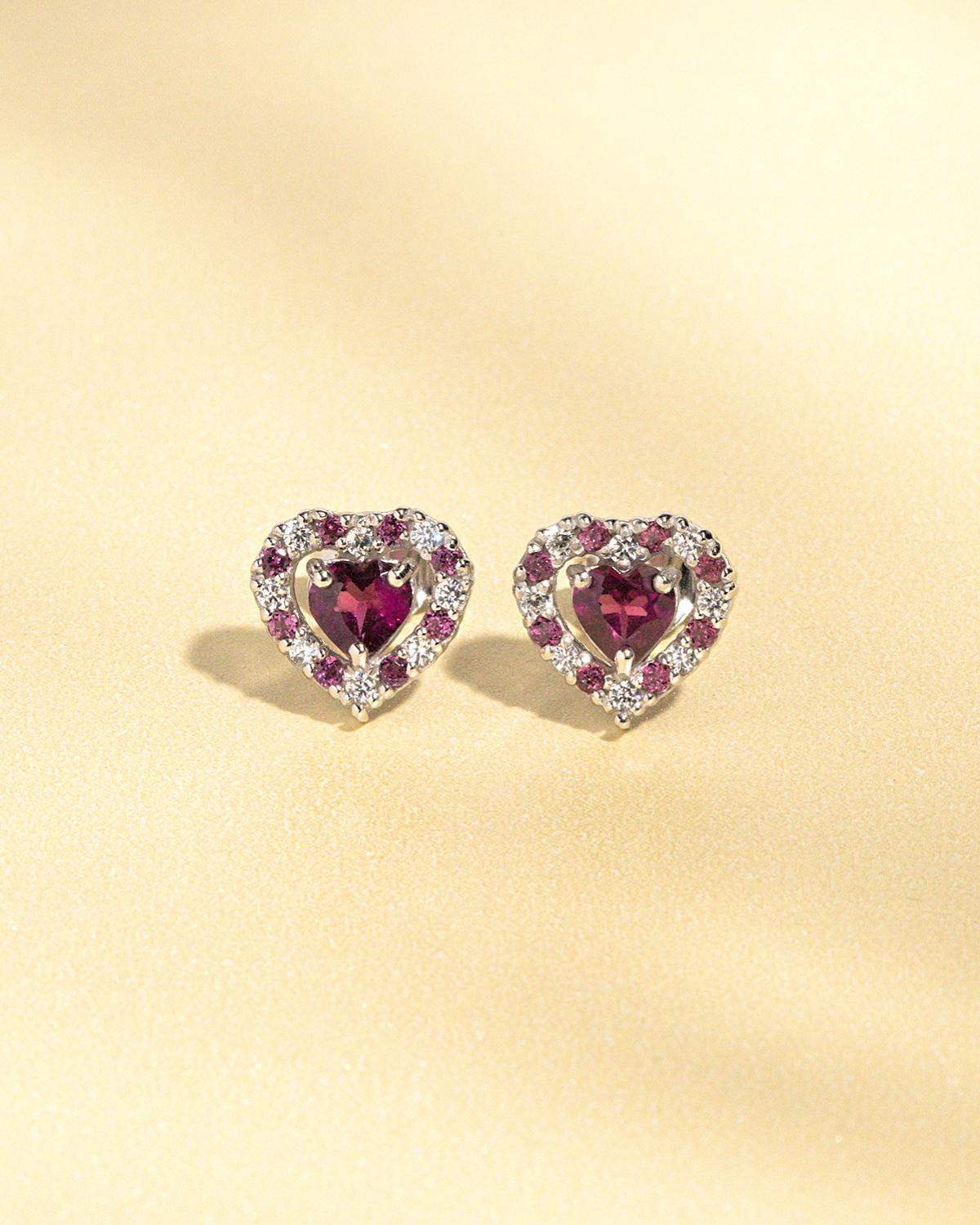 Red Heart Rhodolite Garnet Jewellery Set in Sterling Silver