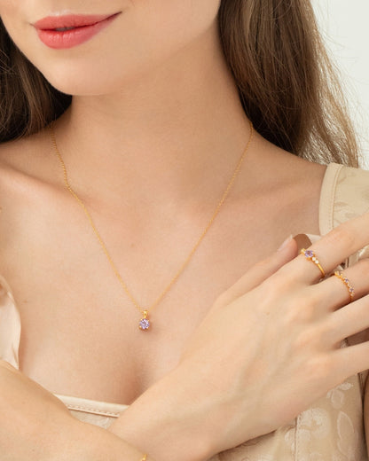 Lavender Amethyst Solitaire Pendant Necklace in 18k Gold Vermeil