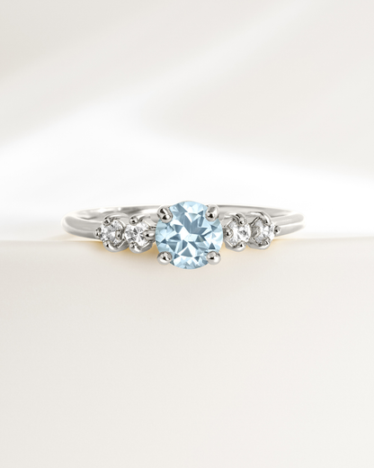 Sky Blue Topaz Five Stone Ring in Sterling Silver