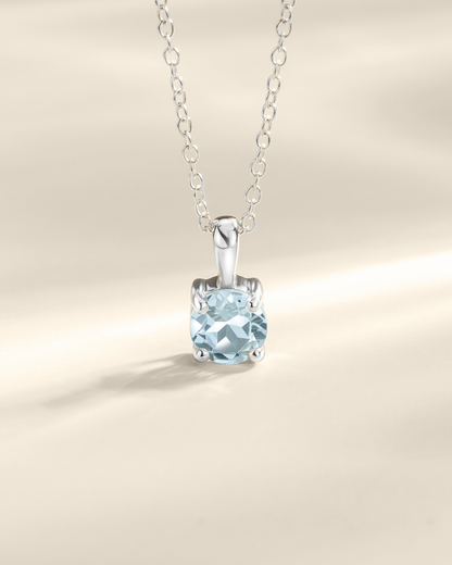 Sky Blue Topaz Solitaire Pendant Necklace in Sterling Silver