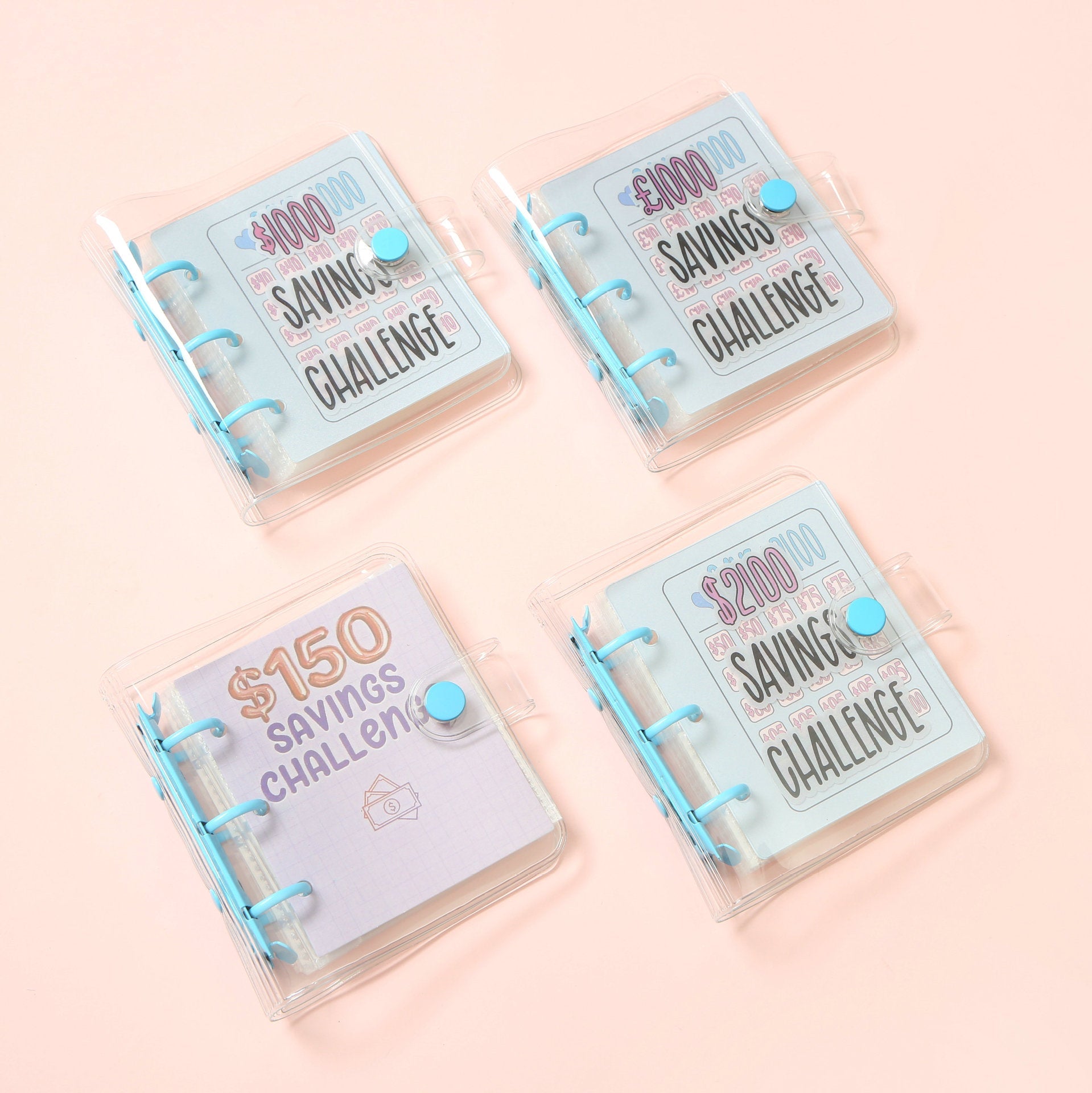 In Stock PVC3 Hole Mini Money Saving Challenge Loose-leaf Binder With Envelope SavingBinder Savings Storage Storage Book