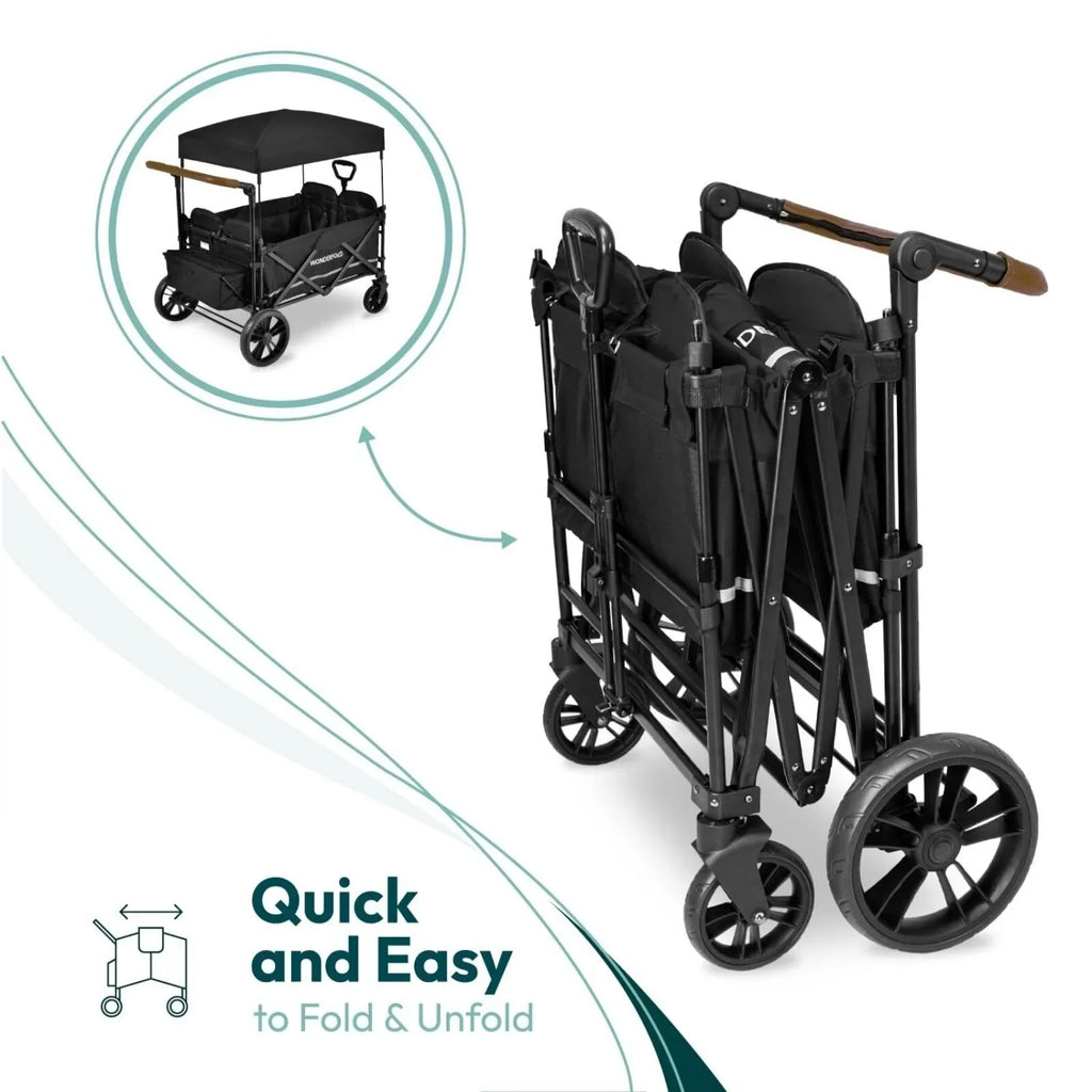Wonderfold X4R Push and Pull Quad Stroller Wagon - Sapphire Navy