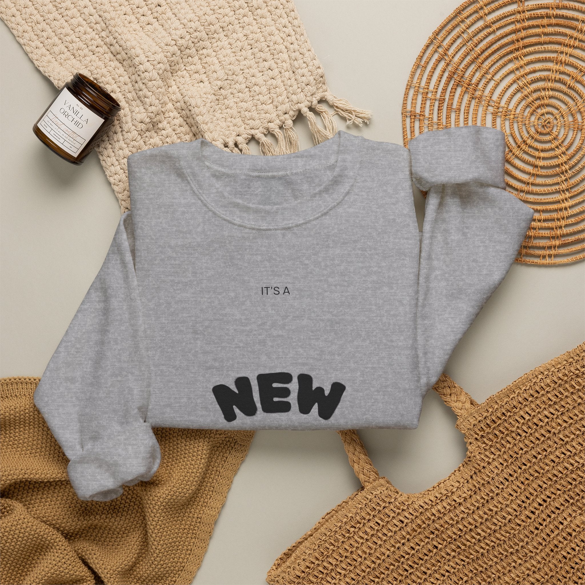 New Day Crewneck Sweatshirt — Minimal Positive Graphic Pullover