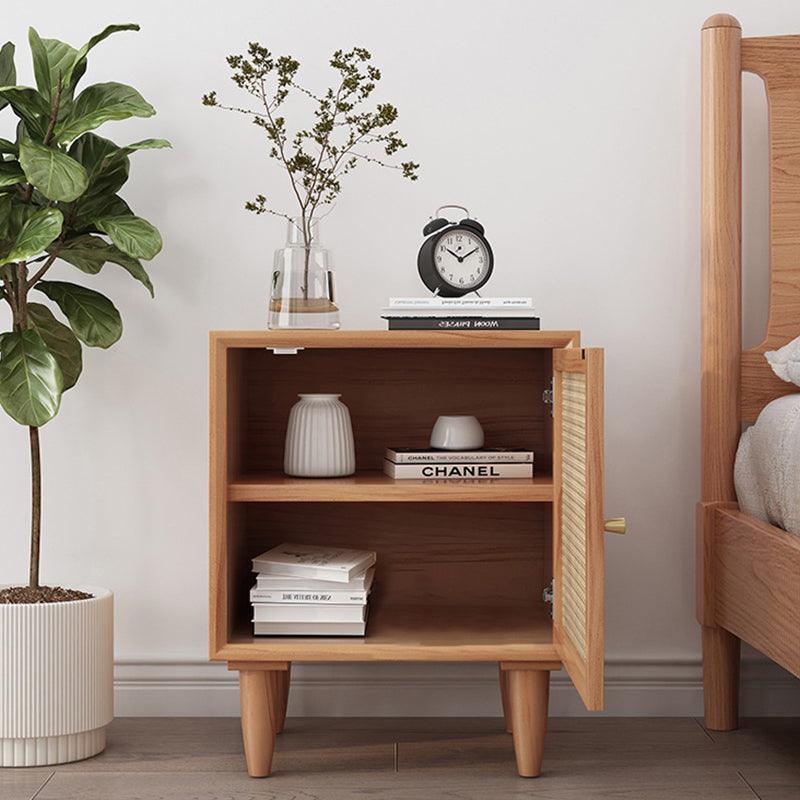 Tableau Rattan Bedside Table, Solid Wood