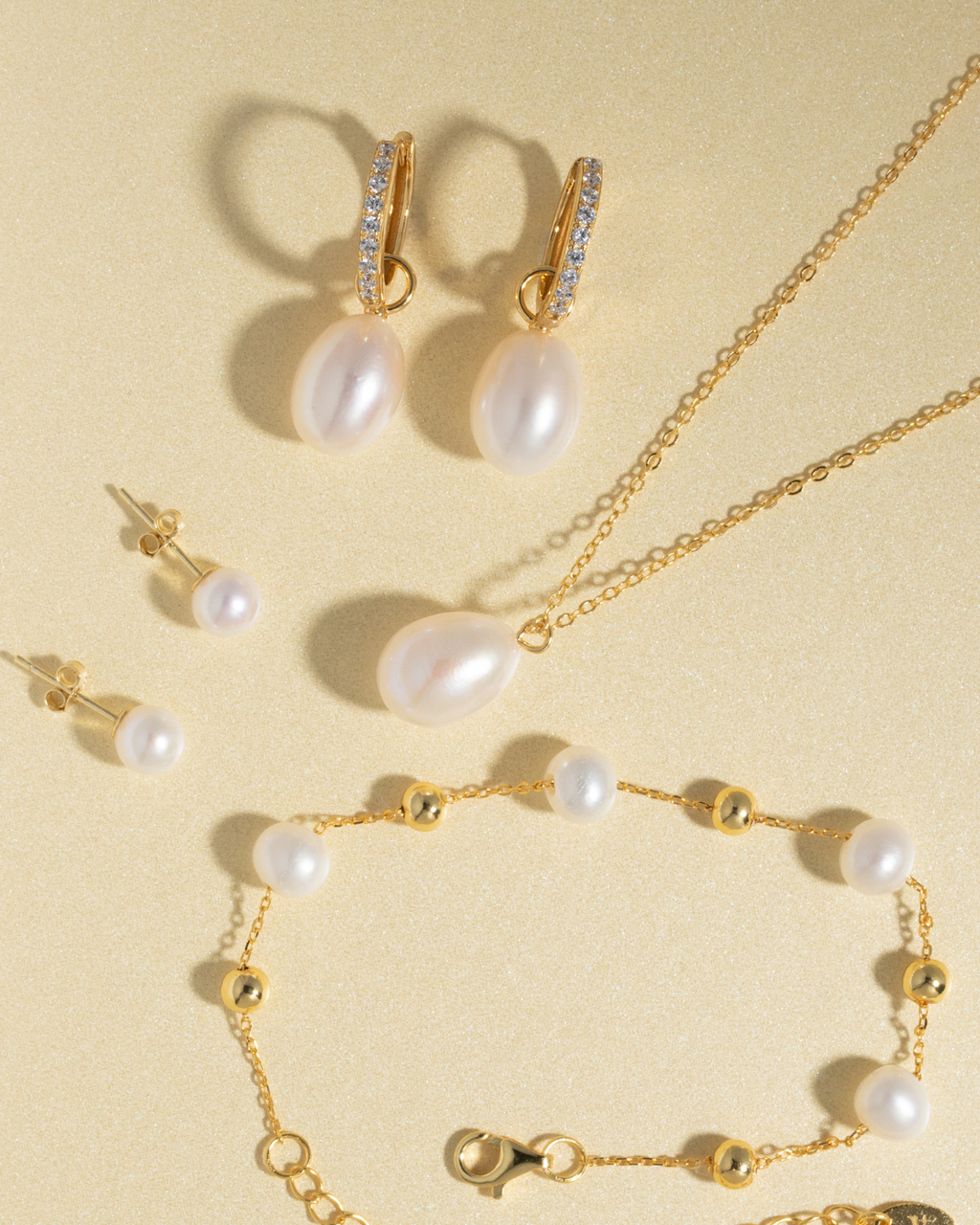 Freshwater Pearl Hoop Drop Earrings in 18k Gold Vermeil