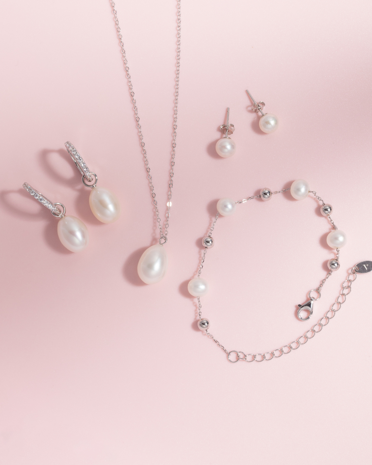 Large Pearl Pendant Necklace in Sterling Silver