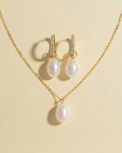 Pearl Hoop Drop Earrings with Removable Pearls  in 18k Gold Vermeil