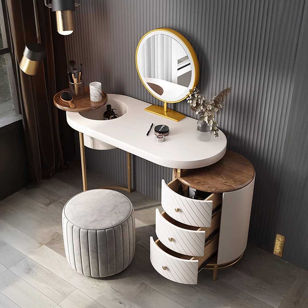 Tandy Dressing Table With LED Mirror, White,  Makeup Vanity