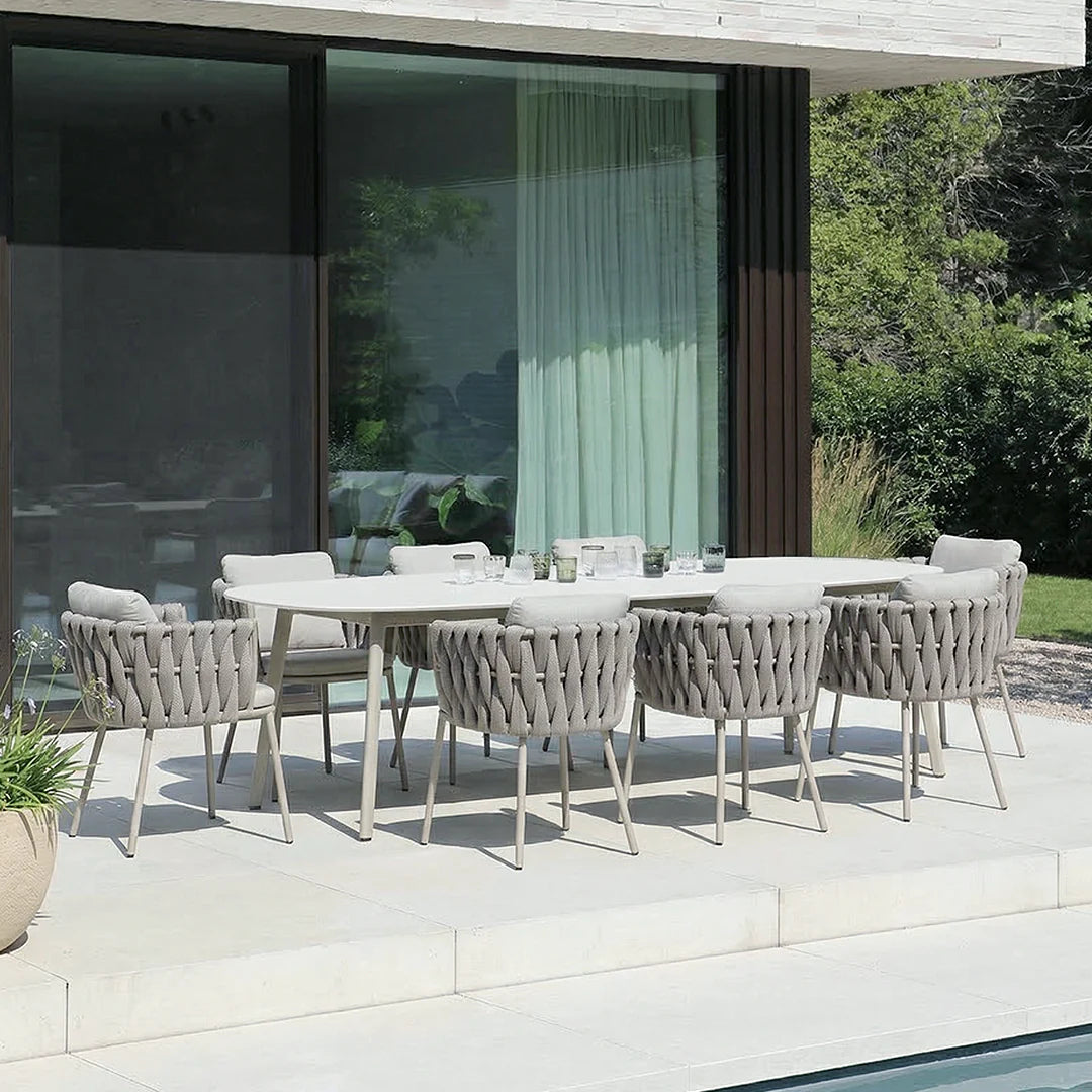 Vallee Rattan Outdoor Dining Table Set, Table With Six Dining Chairs