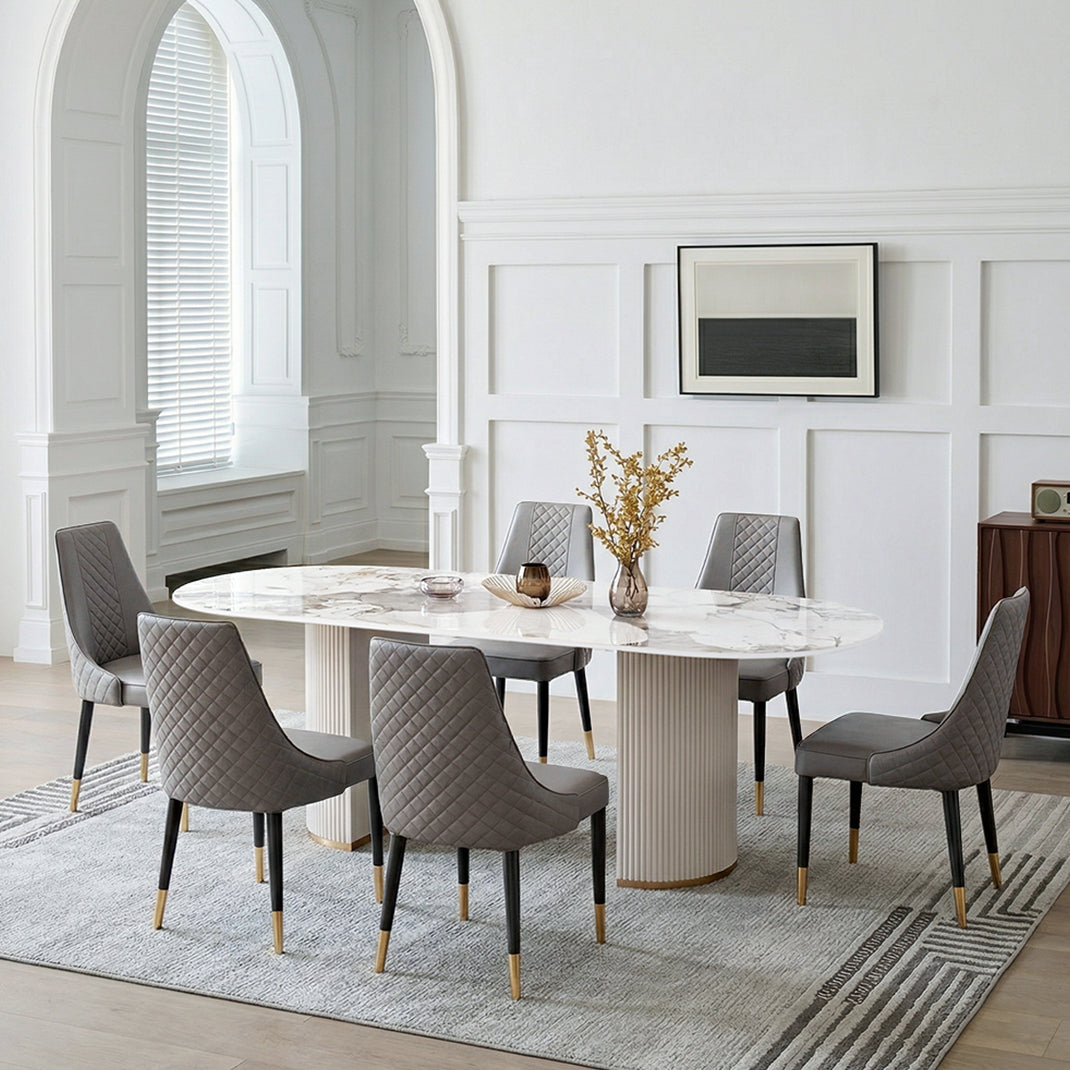 Costanza Dining Table, Sintered Stone, White
