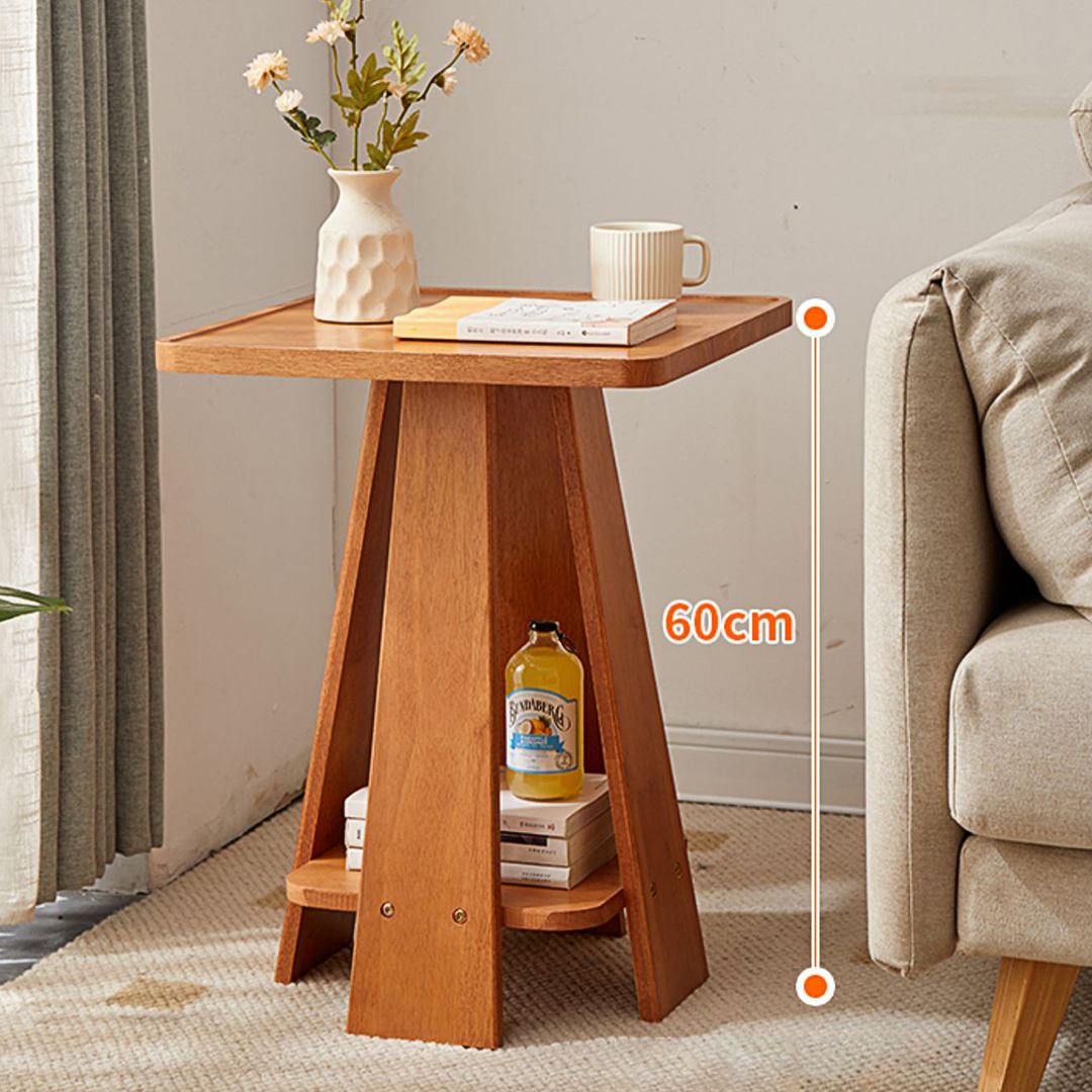 Eva Dne Side Table With Storage, Solid Wood