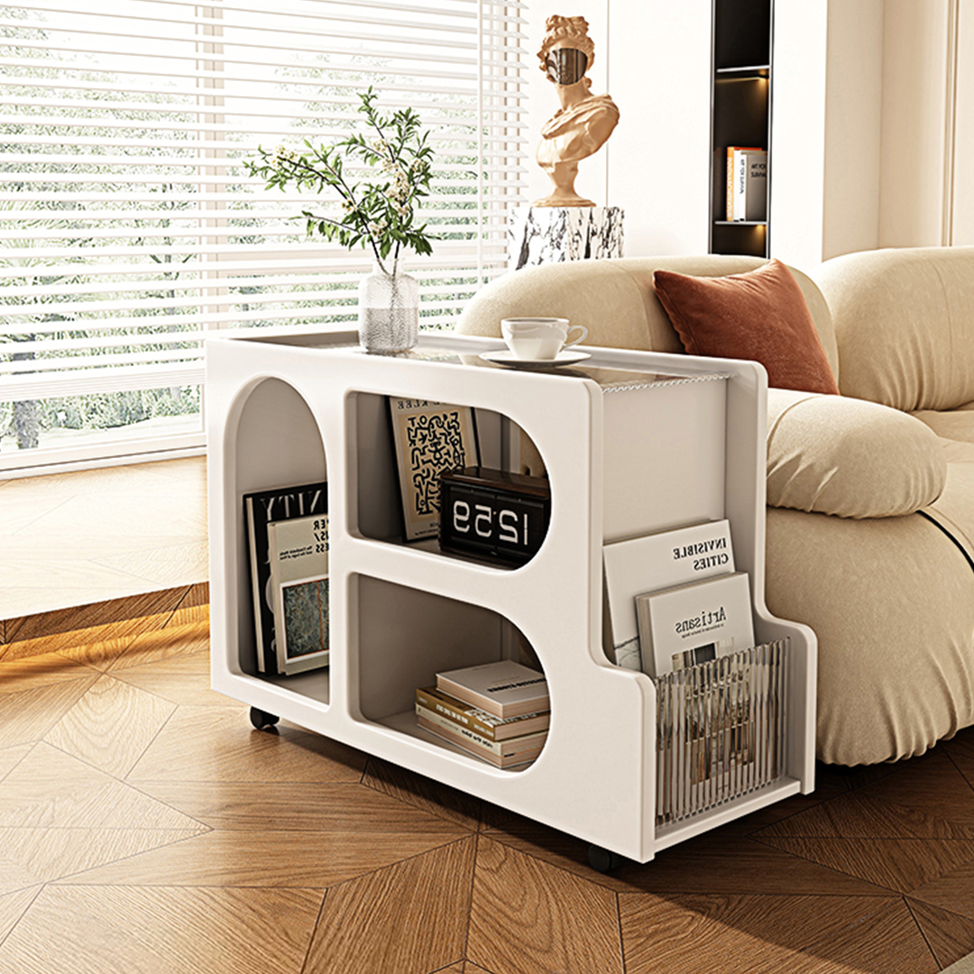 Thaddeus Trolley Style Side Table, Wood