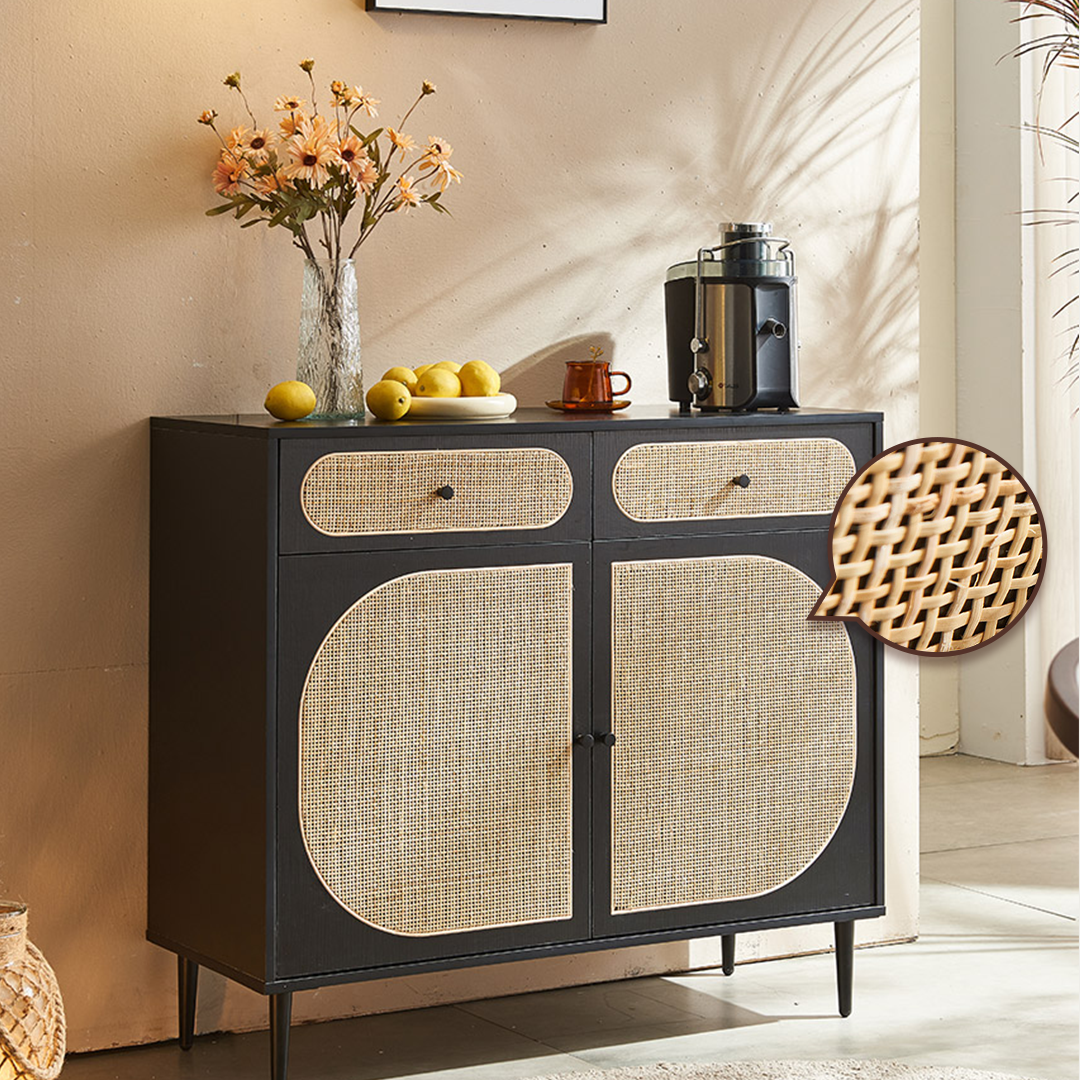 Barbary Rattan Sideboard, Black Or Oak