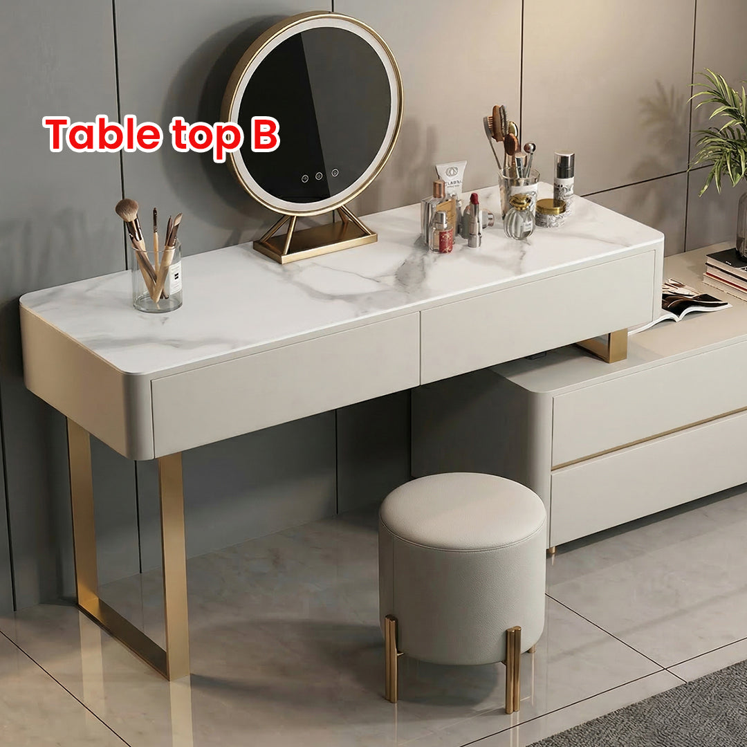 Davidson Dressing Table With LED Mirror, Extendable, Corner Dressing Table