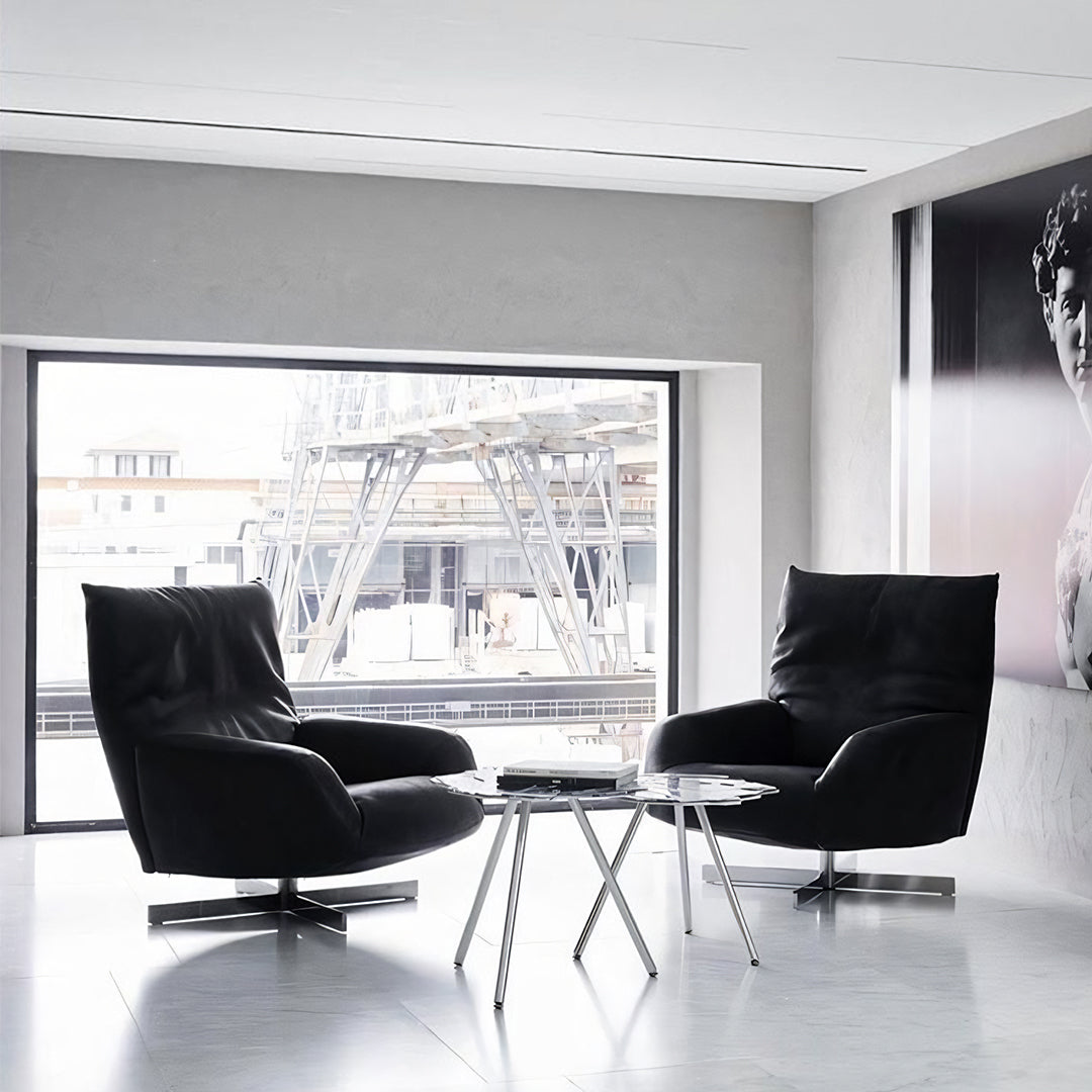 Schmidt Chiara Lounge Chair With Footstool, Swivel, Real Leather