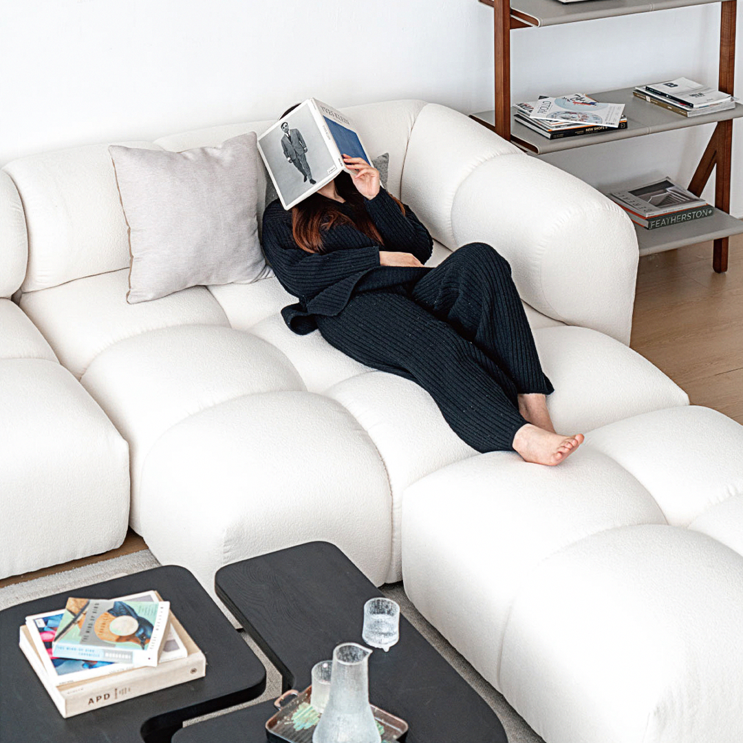 Lysander Velvet Module Three Seater, Four Seater, Five Seater Sofa, Corner Sofa, White