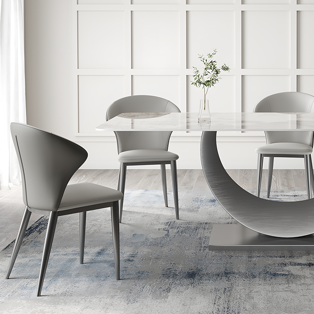 Vera Dining Table & Chairs, Sintered Stone, White