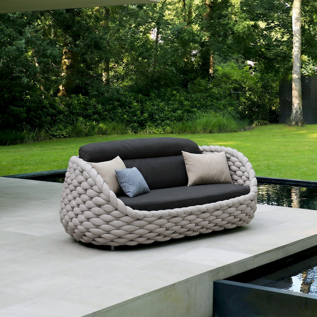 Marbella Textilene Rope Woven Outdoor Sofa Set, Grey