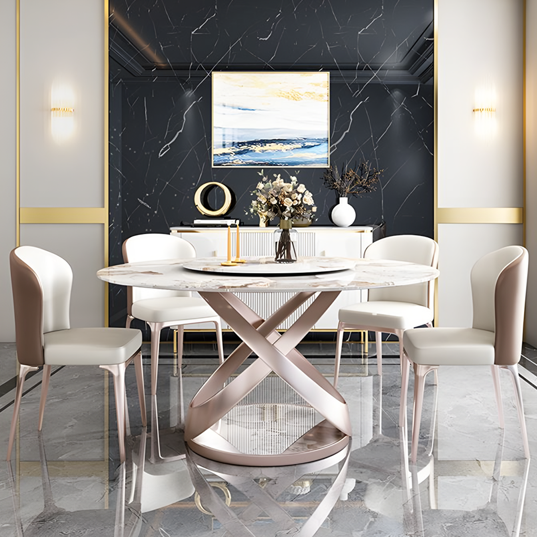 Androme Round Dining Table & Chairs, With Rotatable Tray