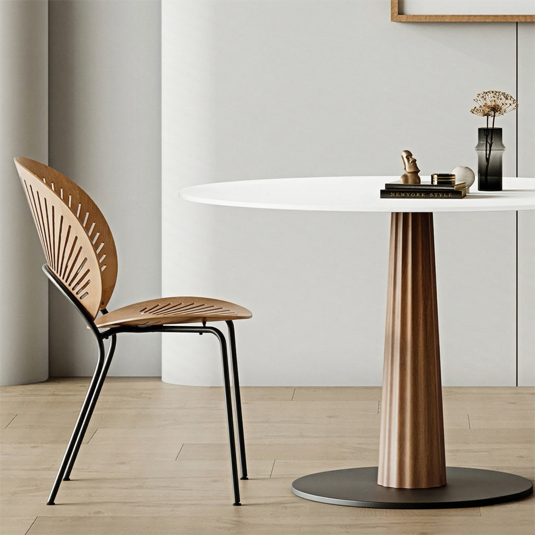 Anderson Small Round Dining Table, Sintered Stone & Solid Wood