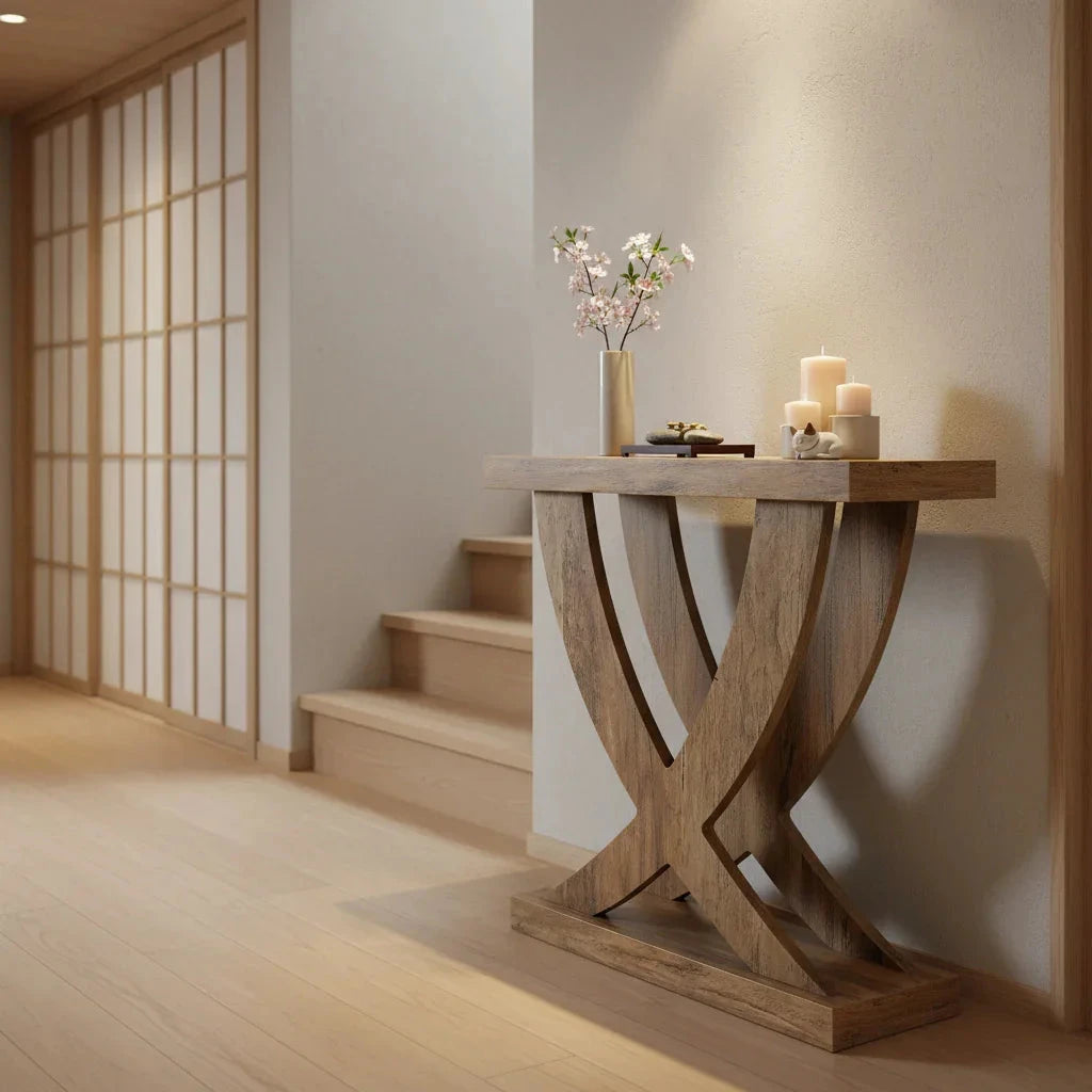 Sculptural Trestle Side Table