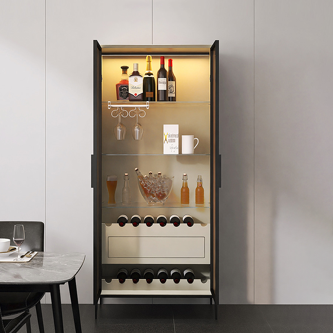 Delfina Wine Cabinet, Cabinet With Wine Rack, Light Grey Wood