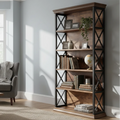 180cm 5-Tier Rustic Industrial  Bookcase - Large Open Shelf Display & Storage