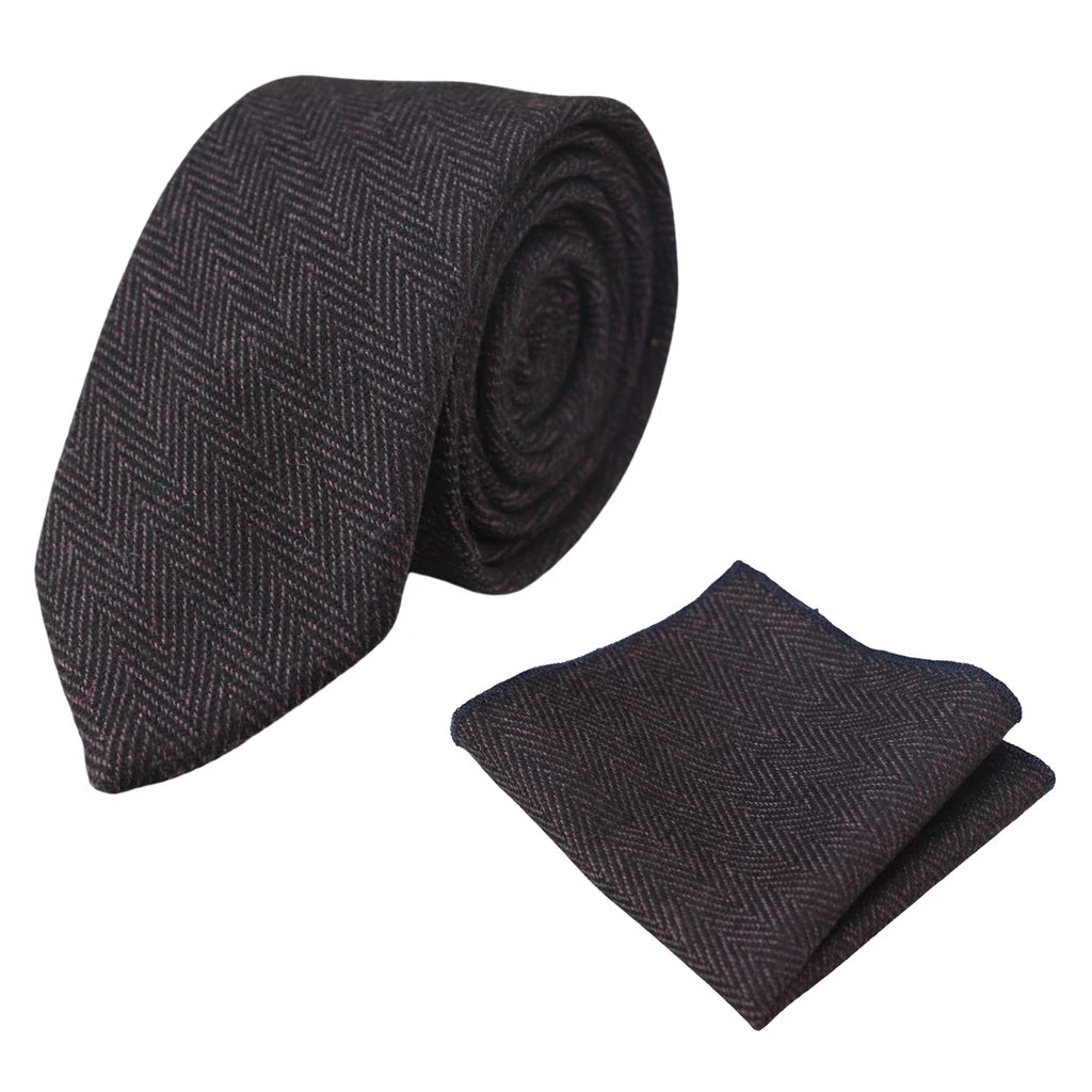 Men's Tweed Herringbone Tie & Pocket Square Set