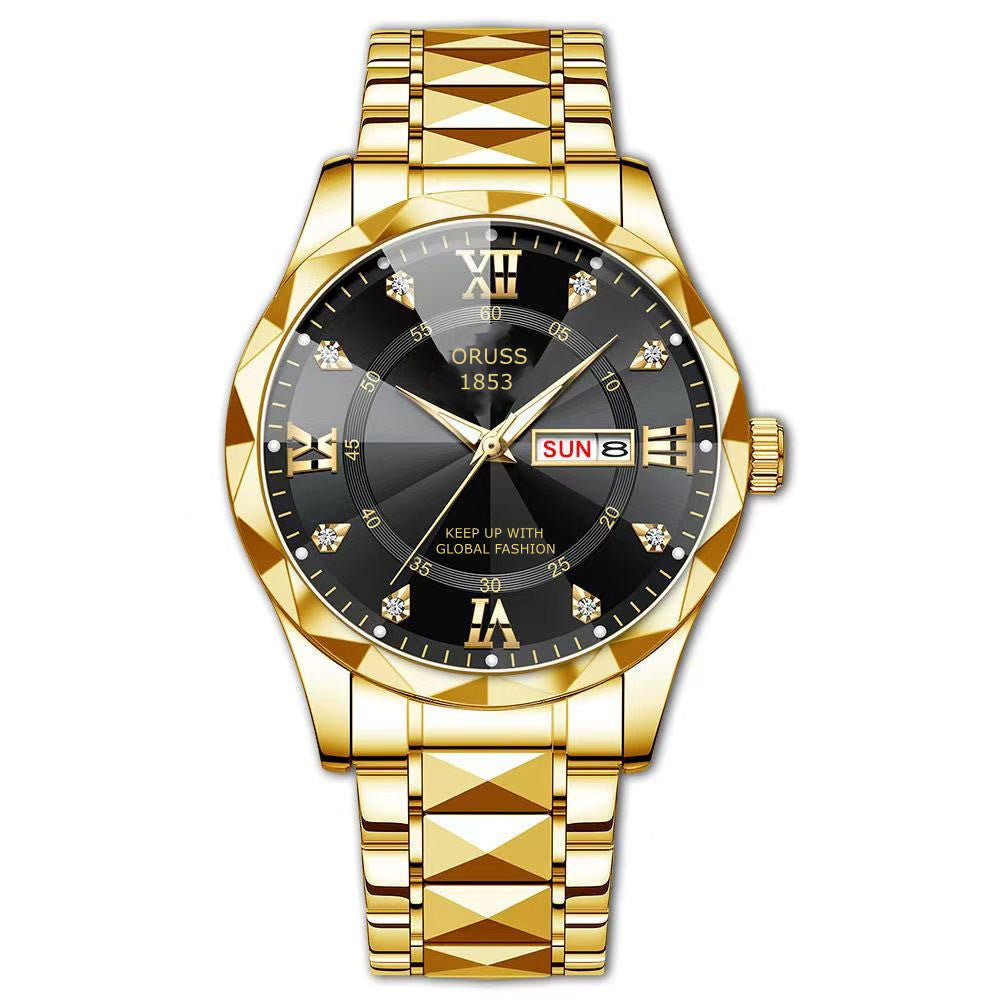 Dual-calendar Mens Quartz Casual Watch