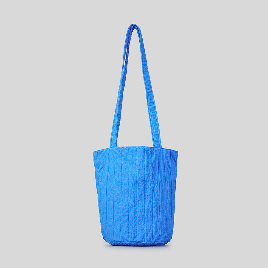 Women's Fashion Simple Vertical Stripes Pleated Bucket Bag