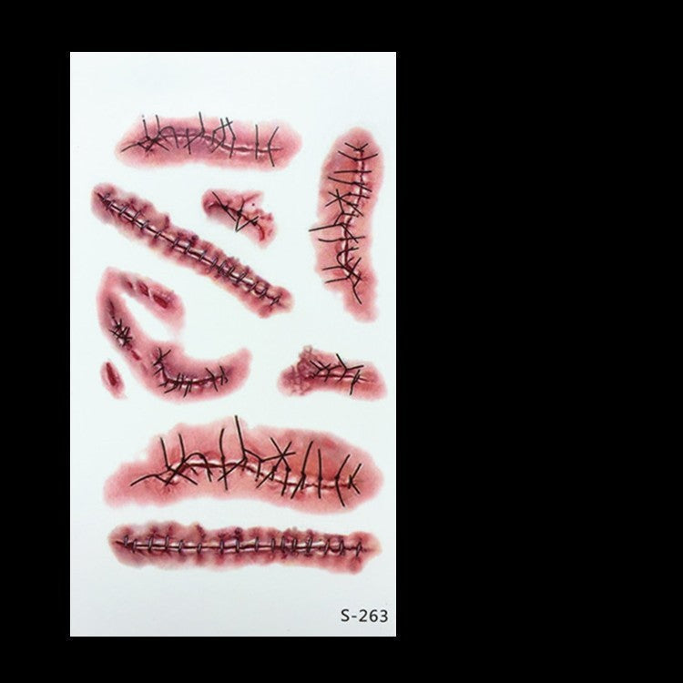 Realistic Fake Wound Tattoo Stickers - Halloween Special Effects Makeup - Waterproof Scar Temporary Tattoos