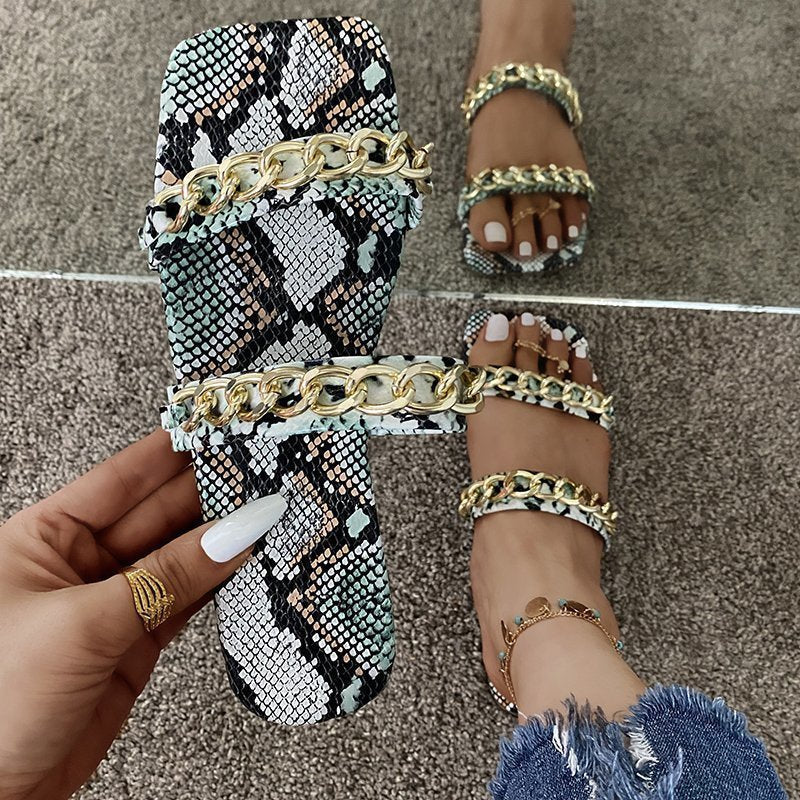 Women's Sandals New Serpentine Flower Flat Bottom