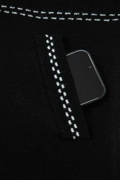 Black Contrast Trim Knit Cardigan Women UK