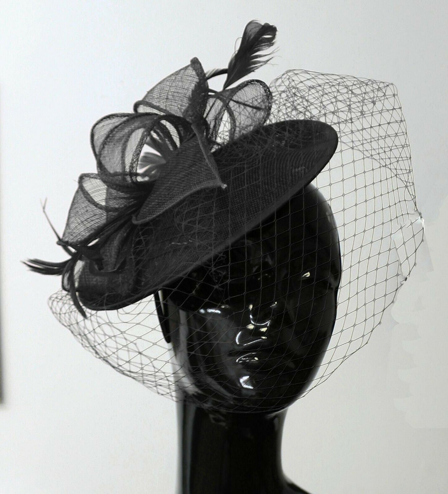 Medium Saucer Sinamay Headband Fascinator Wedding Ascot Hat Hatinator Birdcage Veil