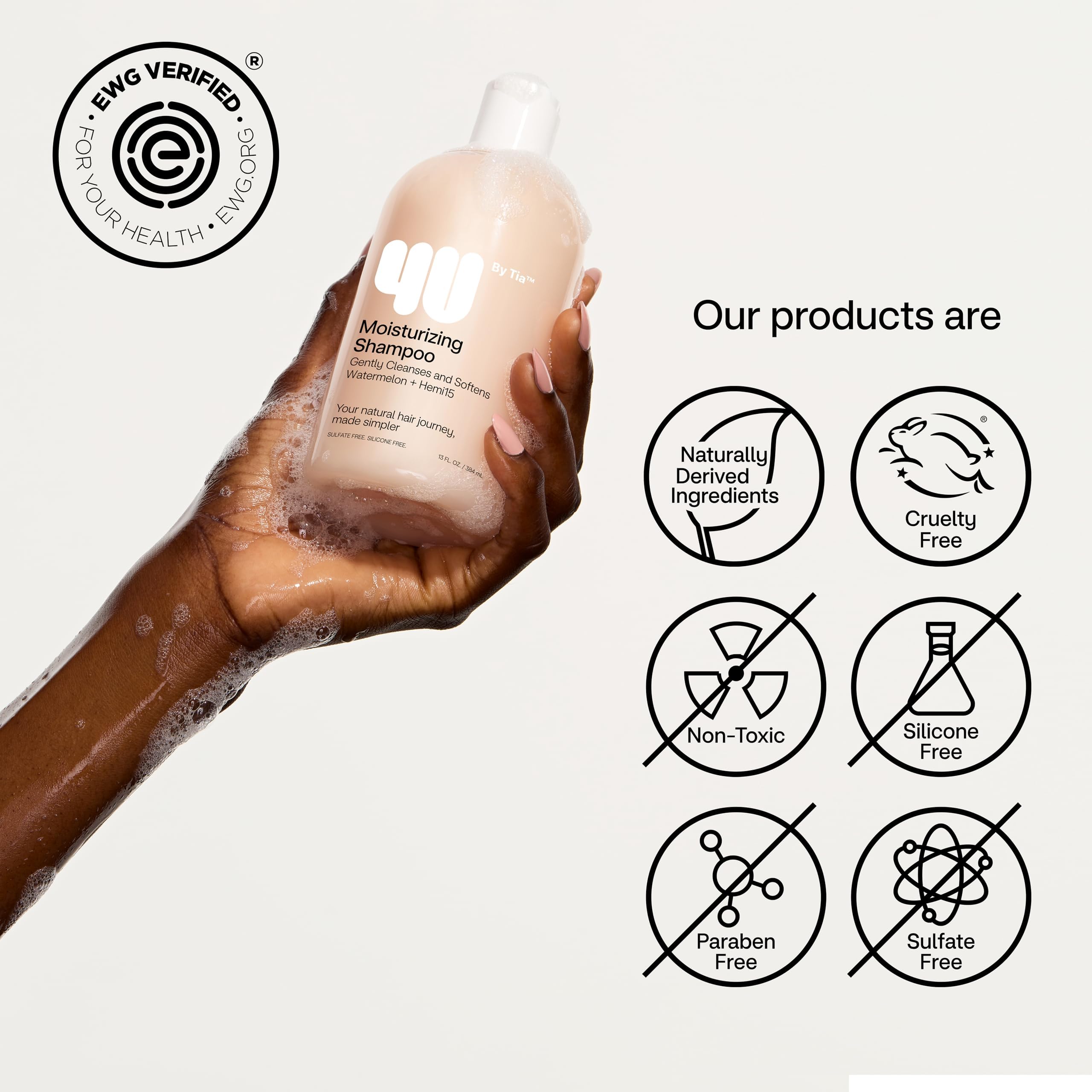 4U by Tia Moisturizing Curly Hair Shampoo 3-Pack | Sulfate-Free, Frizz Control, Watermelon & Hibiscus Oil